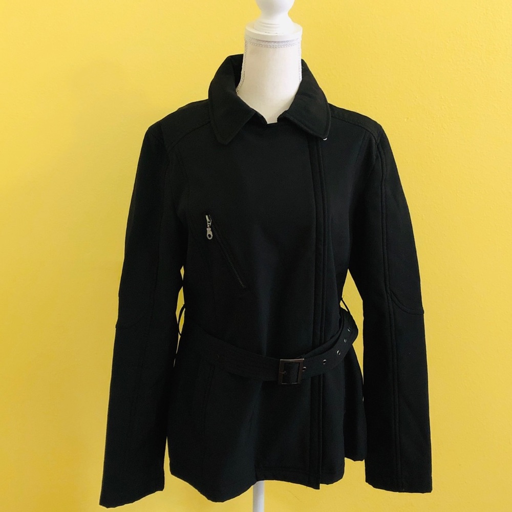 DNKY Asymmetrical Zip-Front Belted Trench Coat